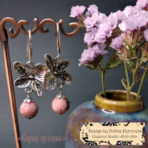 Сережки з родохрозитом "Серед Орхідей"