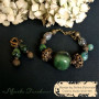 Комплект браслет і сережки з 2-х видів агатів "Мохова Галявина"