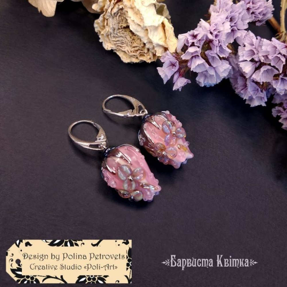 Сережки з лемпворком "Барвиста Квітка"
