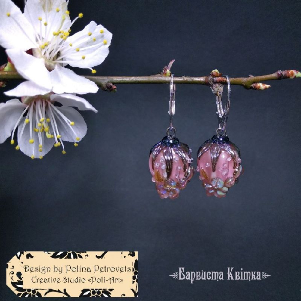 Сережки з лемпворком "Барвиста Квітка"
