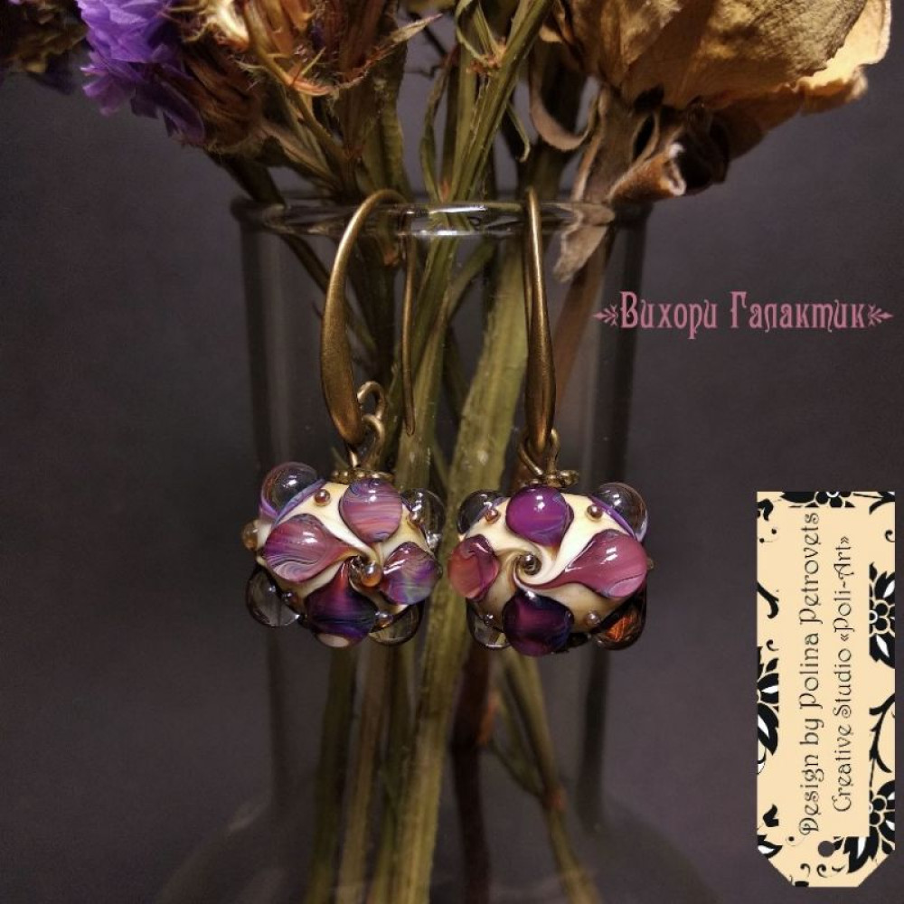Сережки з лемпворком "Вихори Галактик"