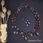 Комплект з намиста і сережок з гірським кришталем і кавун. кварцем та підвісами "Світанкова Тиша"