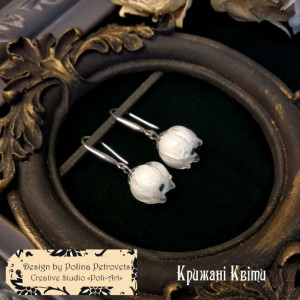 Сережки з Муранського скла (ручної роботи) "Крижані Квіти"