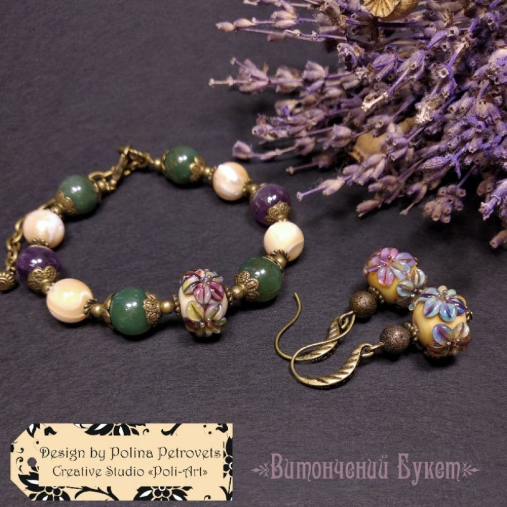 Сережки з лемпворком "Витончений Букет"