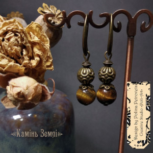 Сережки з тигровим оком "Камінь Землі"
