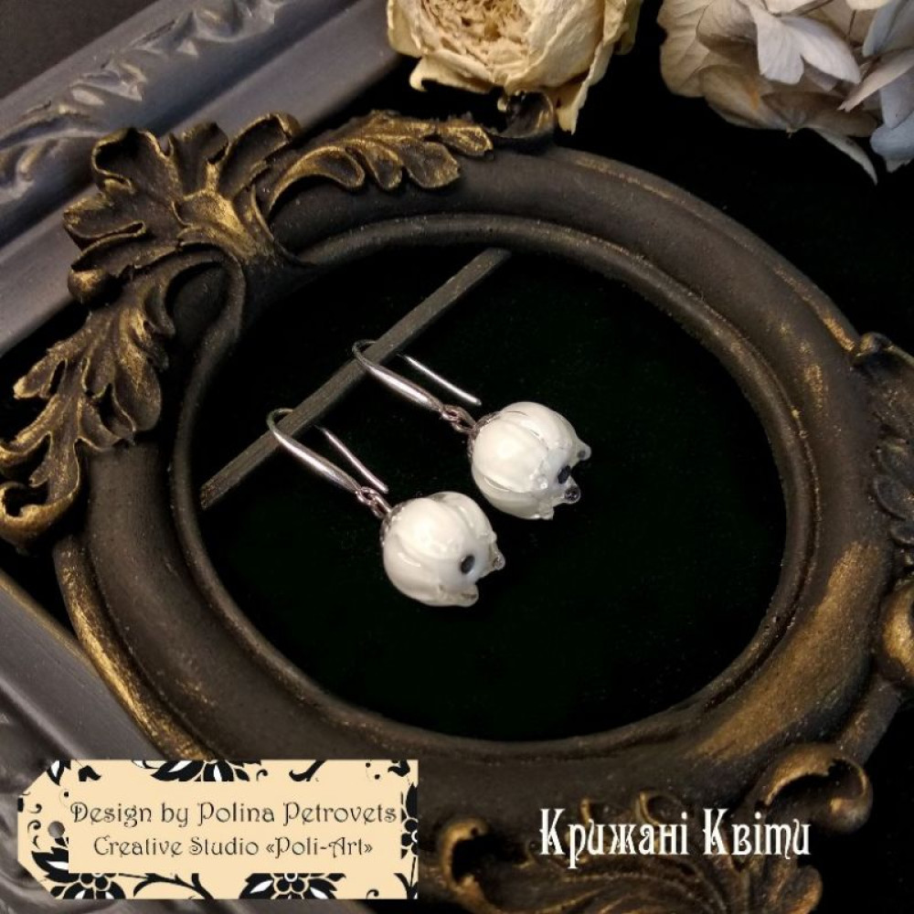 Сережки з Муранського скла (ручної роботи) "Крижані Квіти"