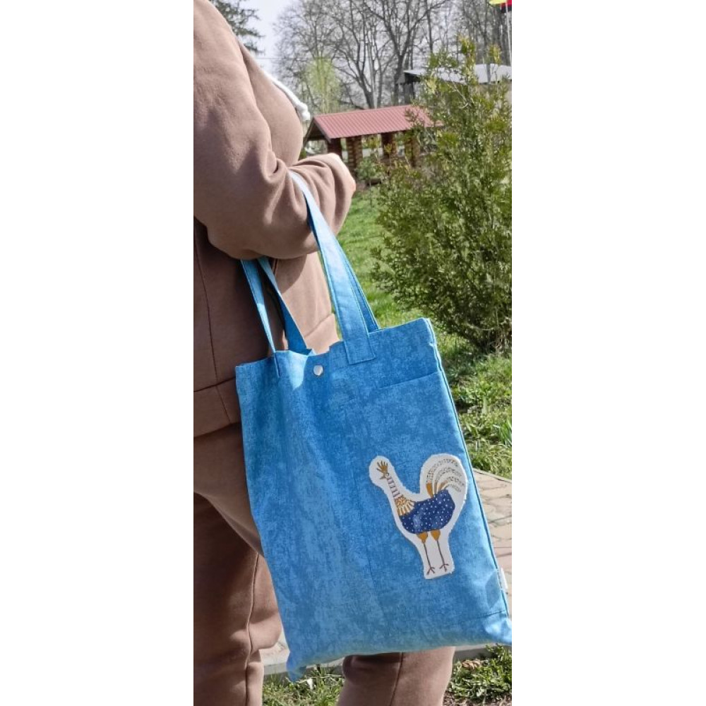 Блакитна екосумка з курочкою