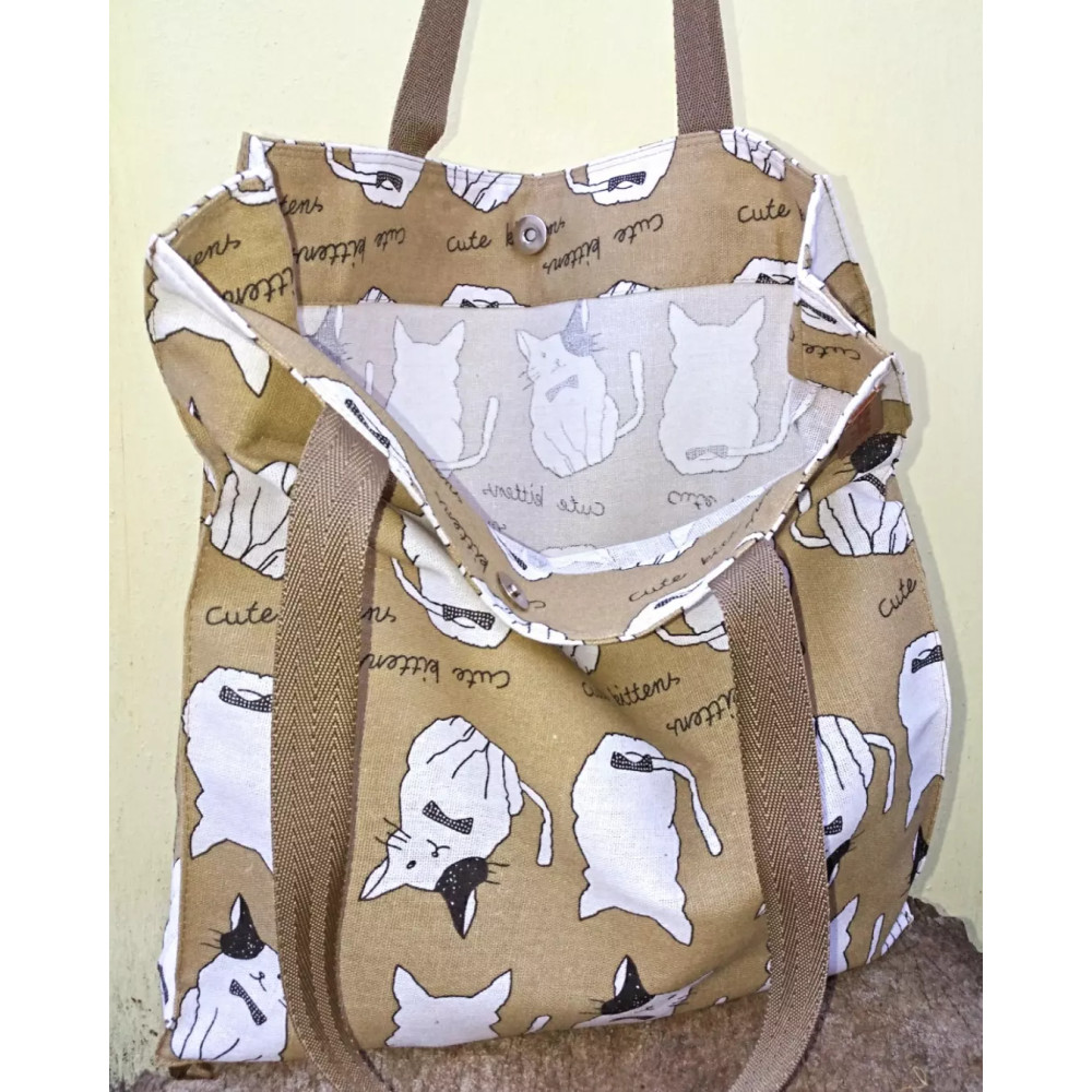 Екосумка з білими  котиками 