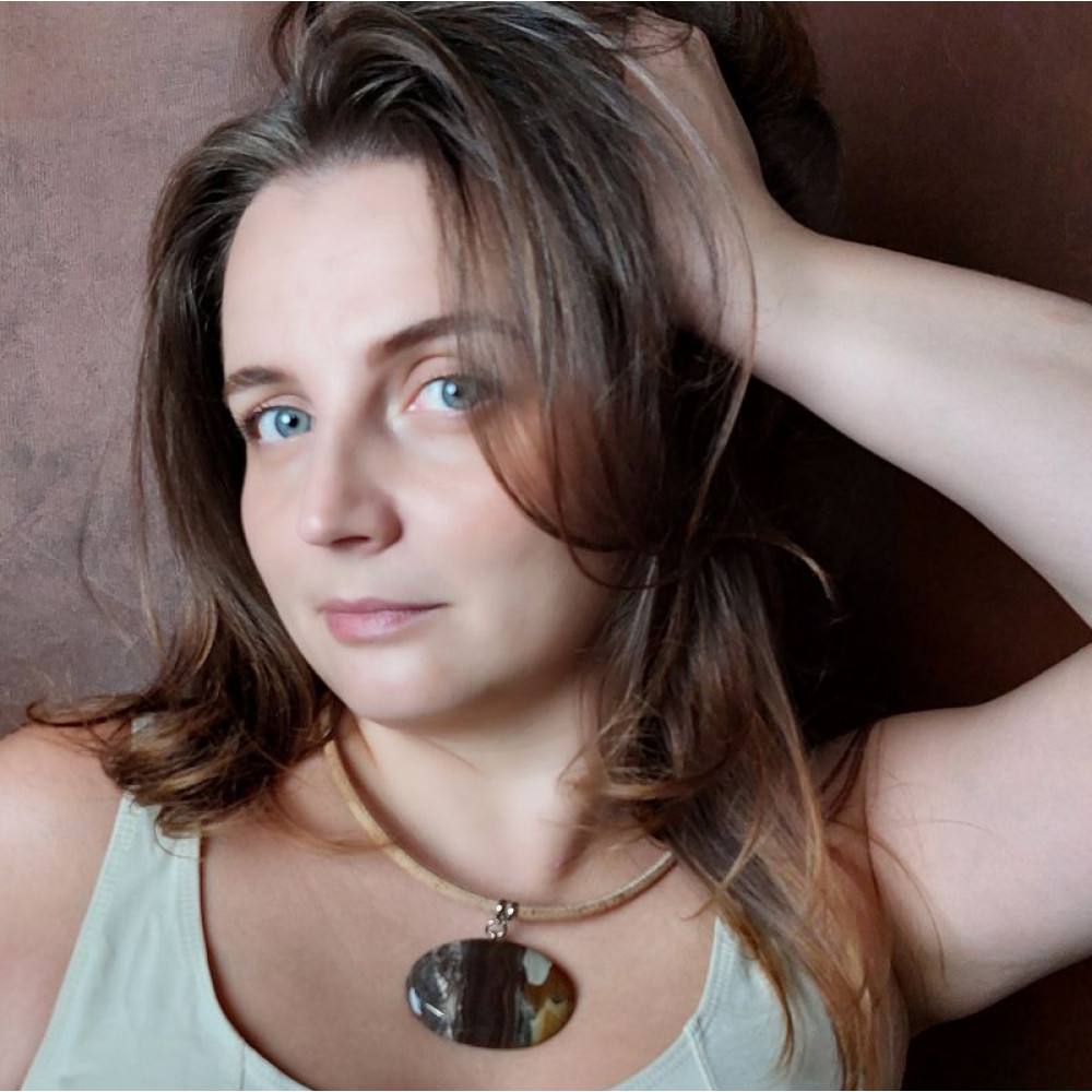 Чокер з кулоном з пейзажної яшми "Осінній пейзаж"