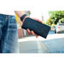 Довге чоловіче портмоне з натуральної шкіри з тисненням темно-синій