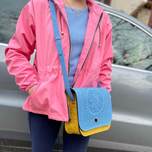 Шкіряна патріотична сумка "Сонце Карпат"