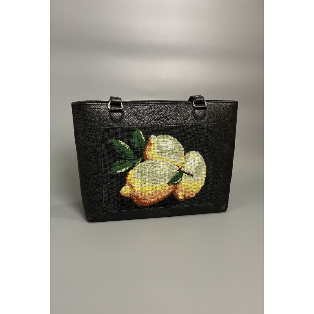 Шкіряна сумка шопер з лимонами