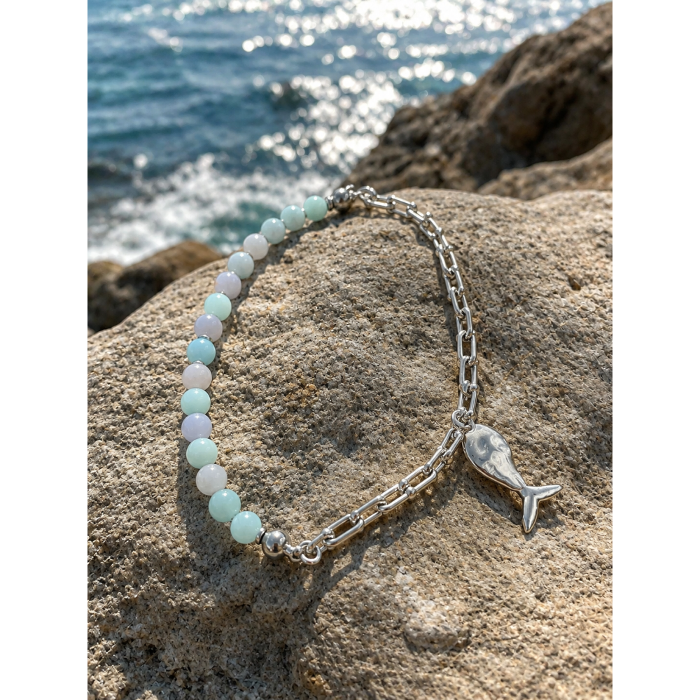 Кольє «Mermaid» з тонованого кварцу та підвісом-рибкою