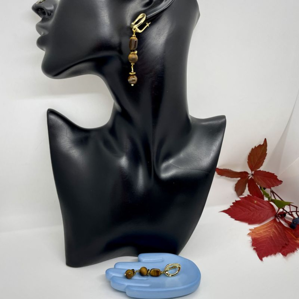 Сережки з тигровим оком