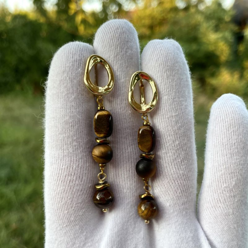 Сережки з тигровим оком