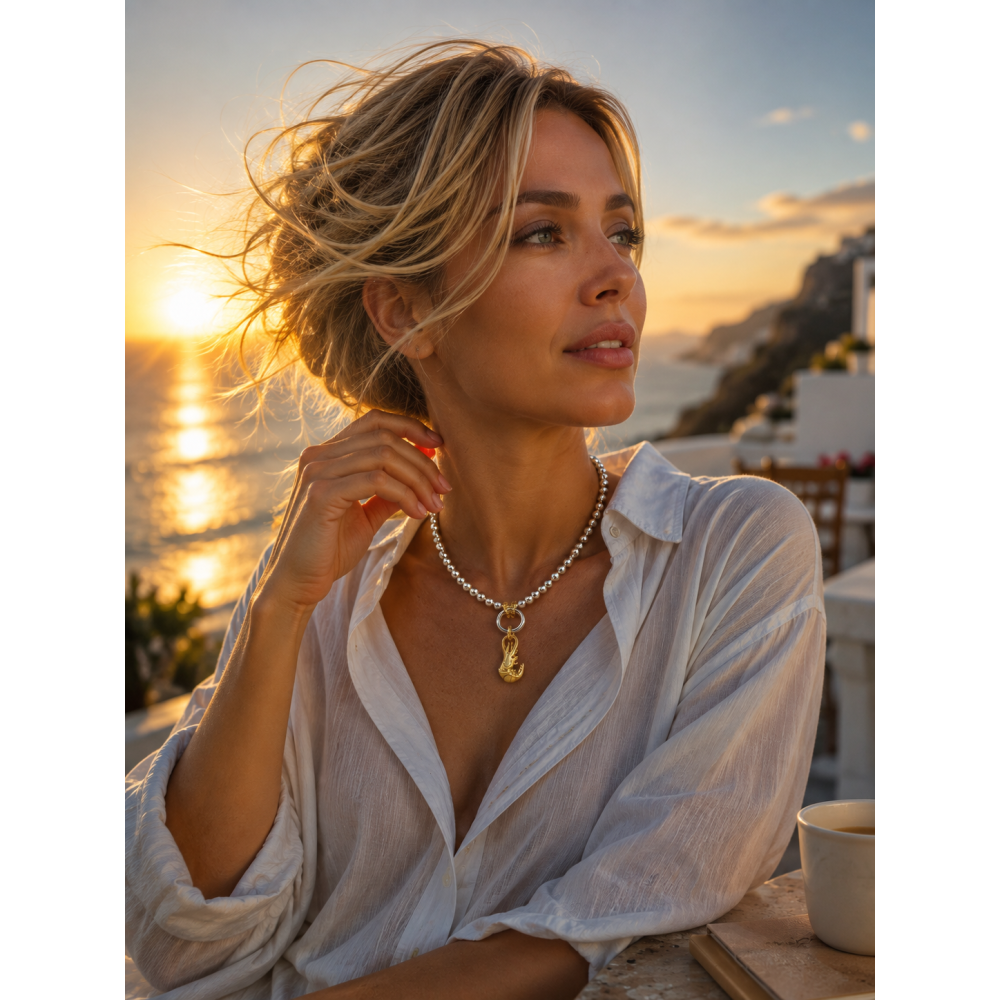 «Marine Gold» Кольє з гематиту (геметину)