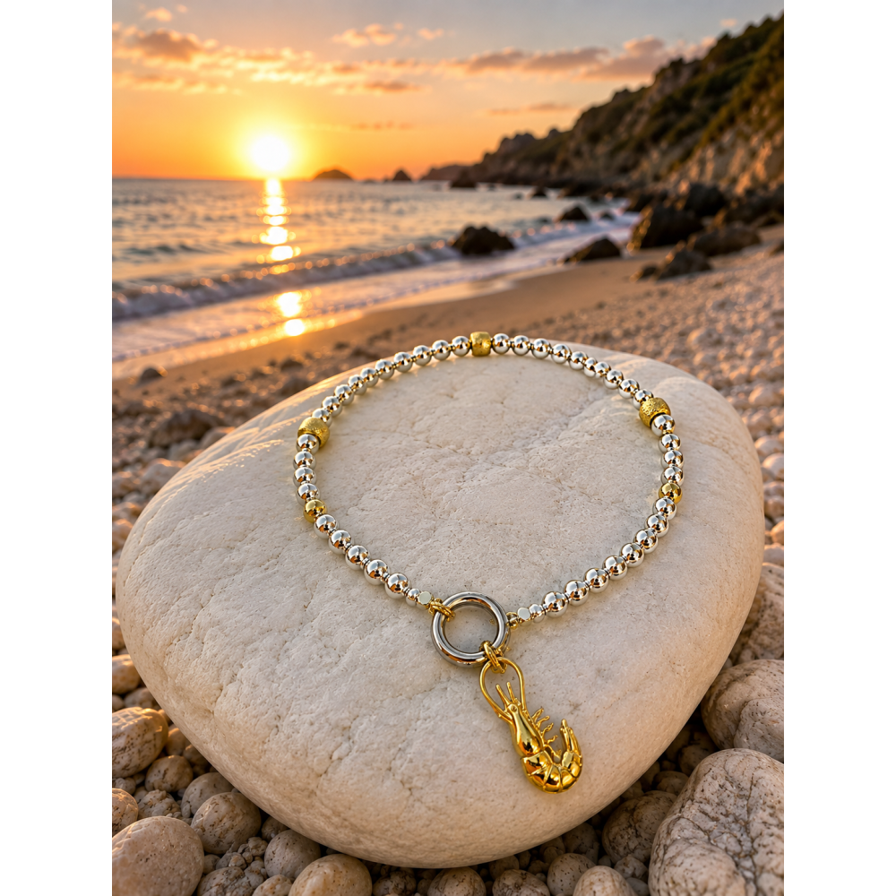 «Marine Gold» Кольє з гематиту (геметину)