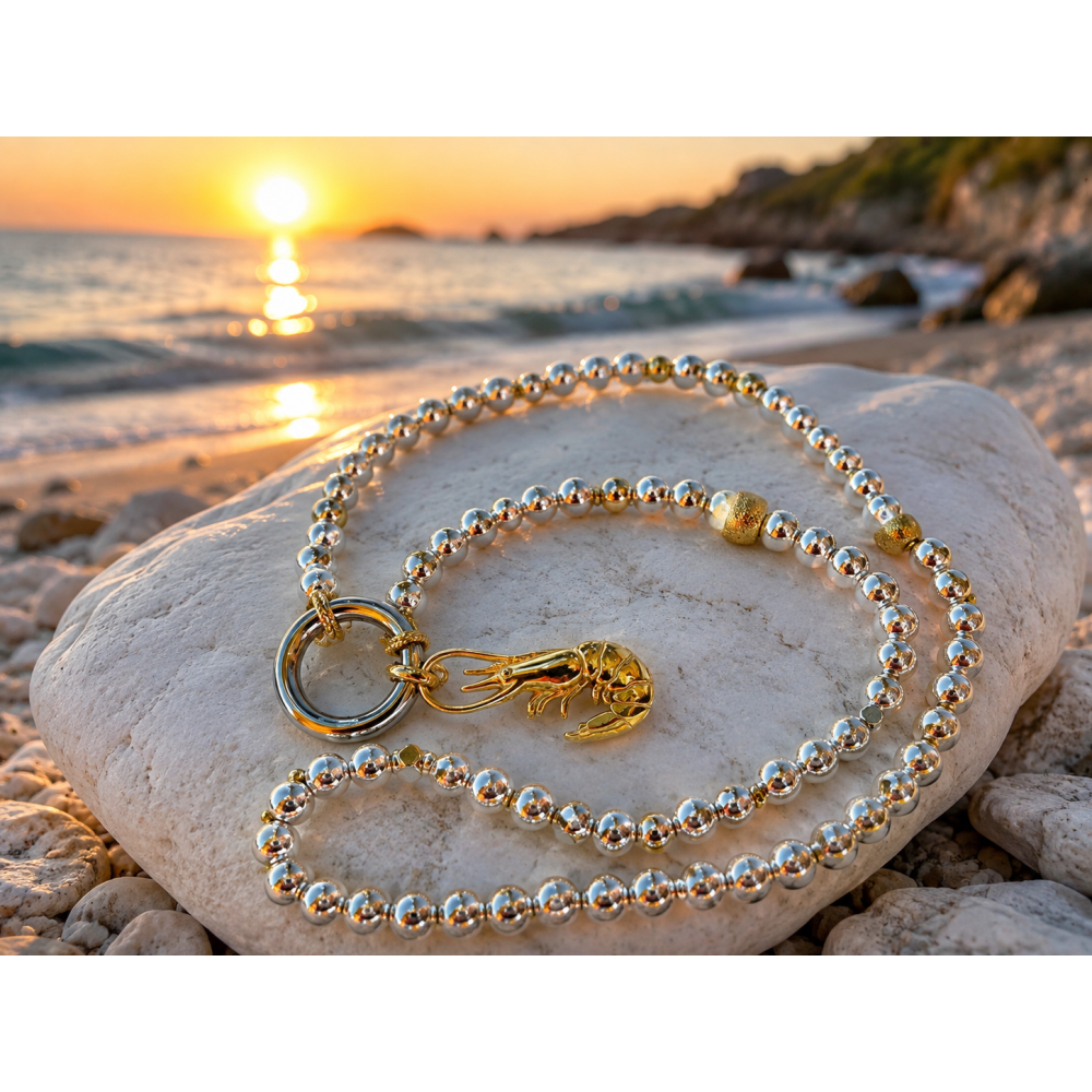«Marine Gold» Кольє з гематиту (геметину)