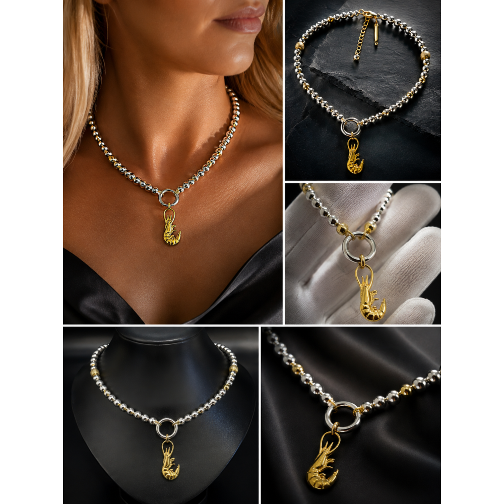 «Marine Gold» Кольє з гематиту (геметину)