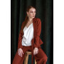 Сережки довгі позолочені із підвісками коричневим кварцом