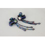 Сережки довгі вечірні святкові із чорних перлів і вишивки