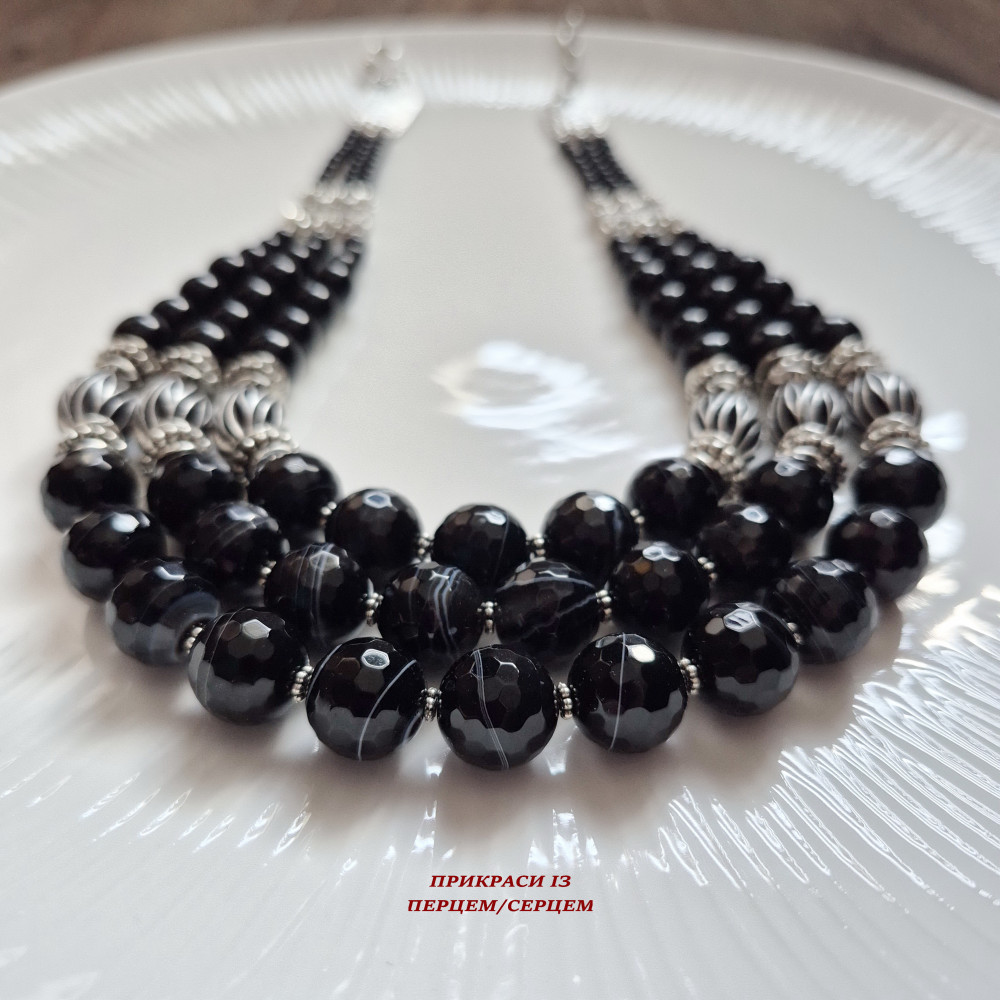 НІЧ НАД КАРПАТАМИ Намисто з агату 