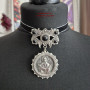 Чокер з дукачем №3  Дукач із нейзильберу з чорними кабошонами і Покровою