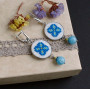 Блакитні жовті сережки з намистинами Патріотичні прикраси до вишиванки 