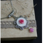 Рожевий кулон підвіска з намистиною на ланцюжку Ніжні прикраси з трояндами