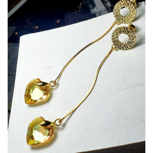 Довгі сережки з кристалами Swarovski,,Сонячні серця "