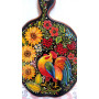  Кухонна дерев`яна дощечка "Півник", авторський ручний розпис. Петриківський розпис.