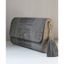 Сірий шкіряний подовжений клатч з боковинами у шкірі DAZE GREY Voronetskyi Family Atelier