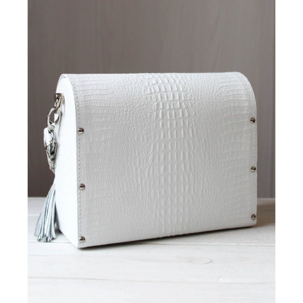 Каркасна біла сумка з натуральної шкіри WHITE ELEGANCE Voronetskyi Family Atelier