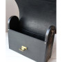 Каркасна шкіряна сумка з дерев’яними боковинами та бурштином AMBER BLACK Vorornetskyi Family Atelier