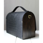 Чорна каркасна сумка з затемненими дерев’яними боковинами Cofferbag Voronetskyi Family Atelier