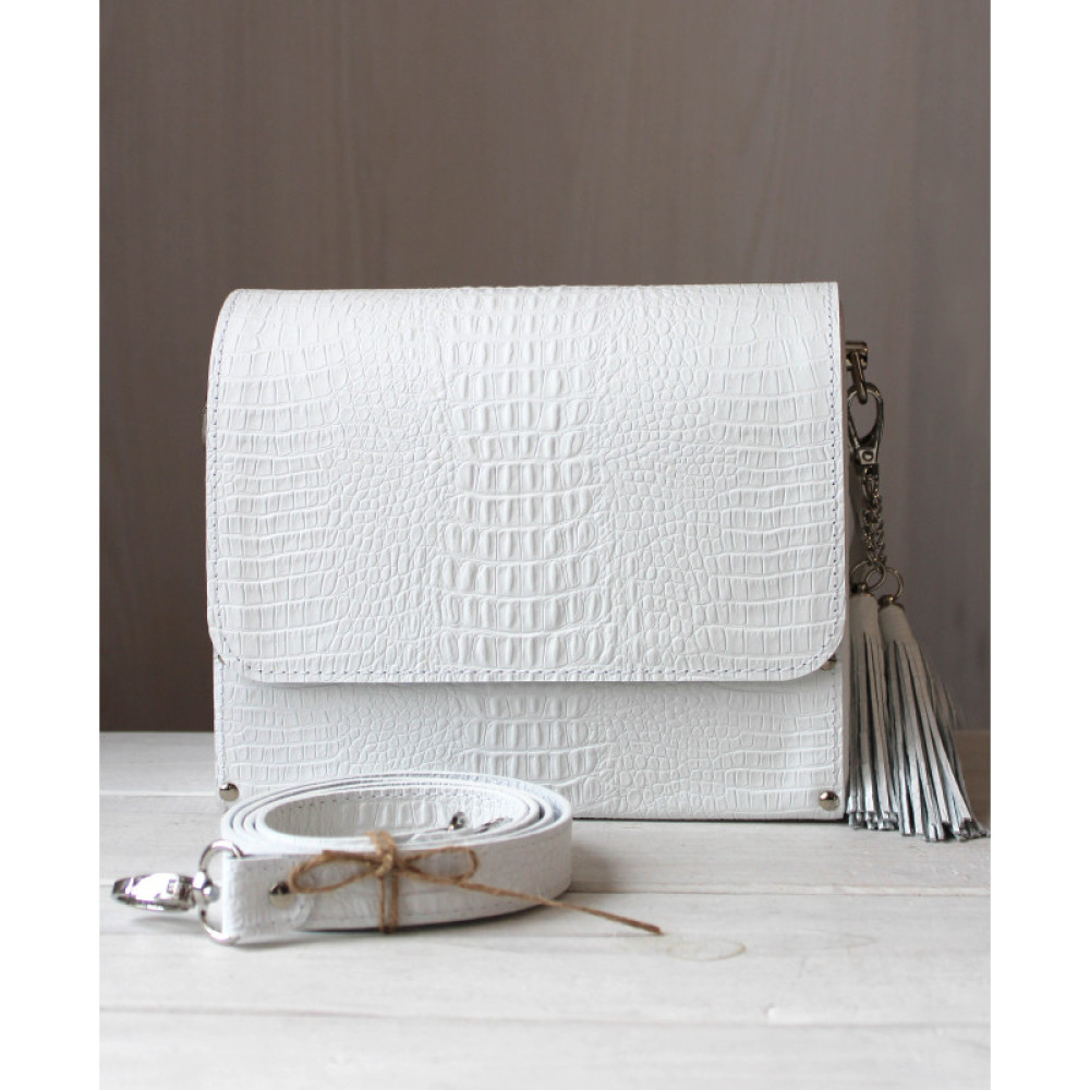 Каркасна біла сумка з натуральної шкіри WHITE ELEGANCE Voronetskyi Family Atelier