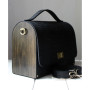 Чорна каркасна сумка з затемненими дерев’яними боковинами Cofferbag Voronetskyi Family Atelier