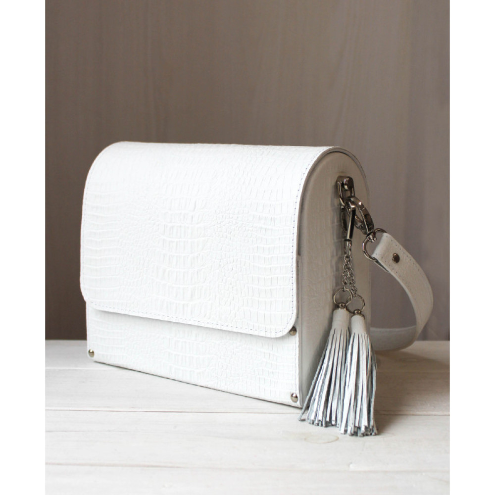 Каркасна біла сумка з натуральної шкіри WHITE ELEGANCE Voronetskyi Family Atelier
