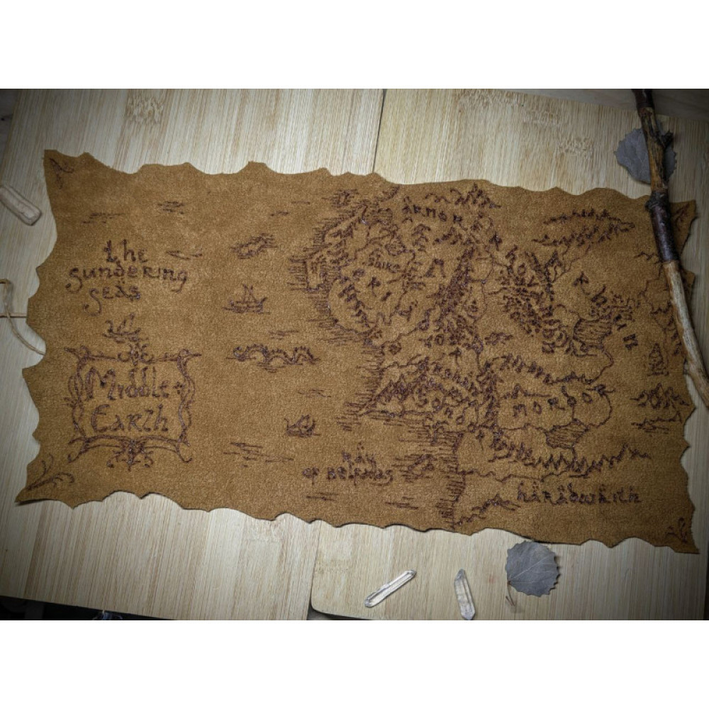Мапа Середзем`я Lord of the rings Middle Earth map hand made замша ручна робота гарний подарунок