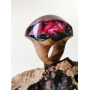 Дерев`яне кільце з епоксидною смолою, червоне, світиться у темряві,  подарунок дівчині ручної роботи