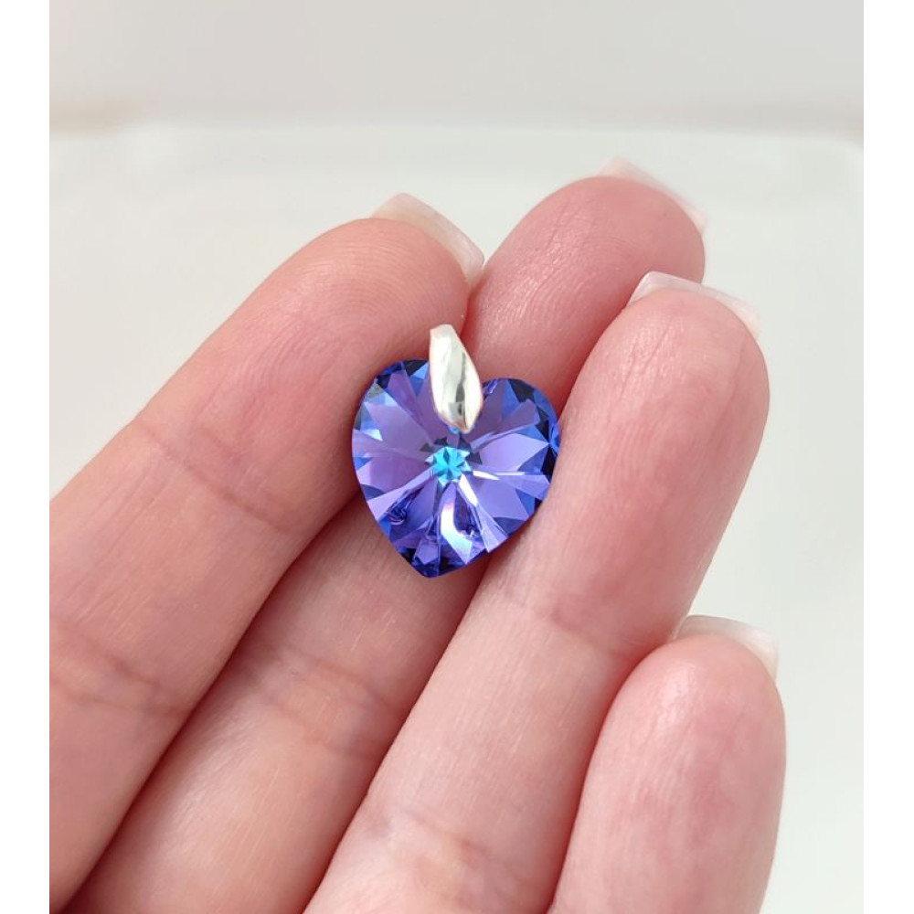 Підвіска серце 14мм Swarovski Heliotrope