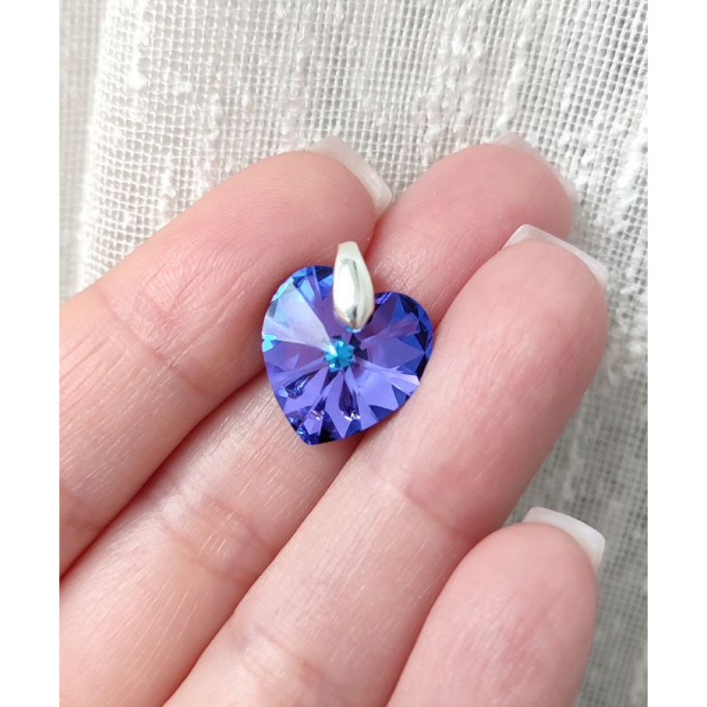 Підвіска серце 14мм Swarovski Heliotrope