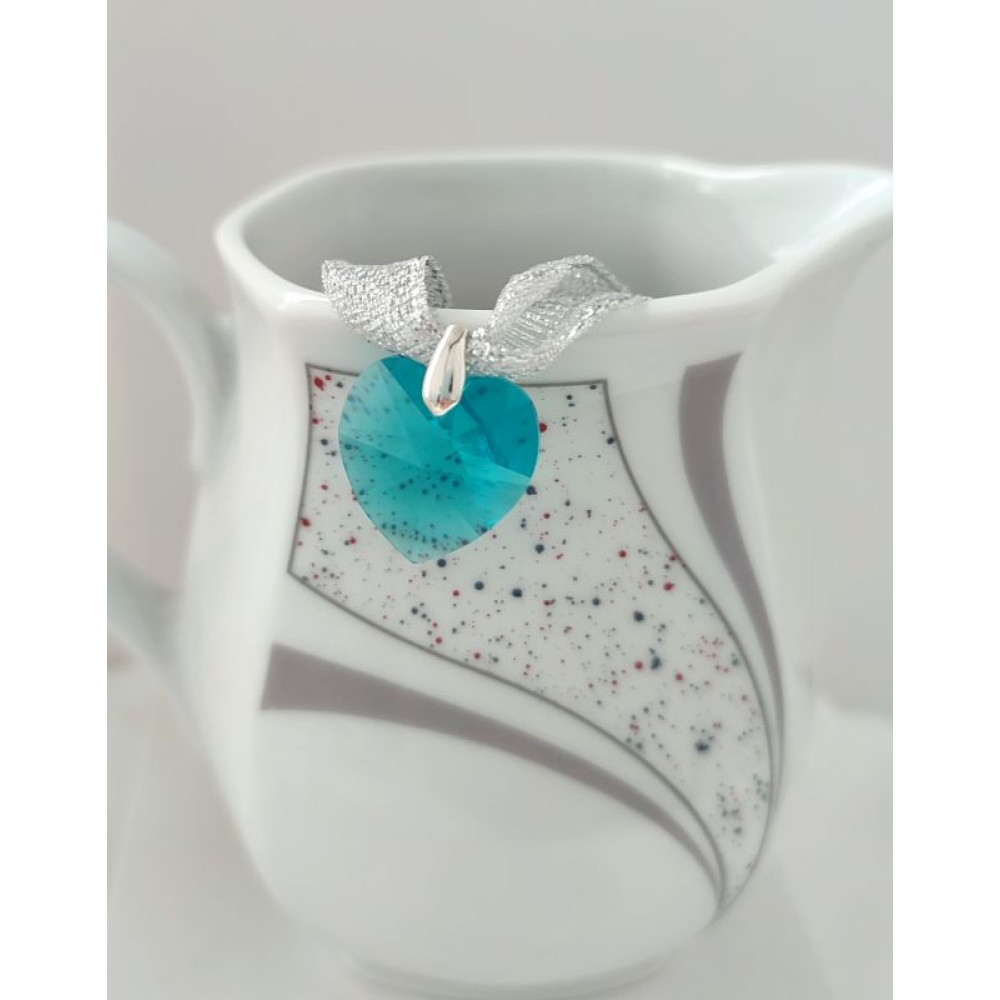 Підвіска серце 18мм Swarovski Blue Zircon