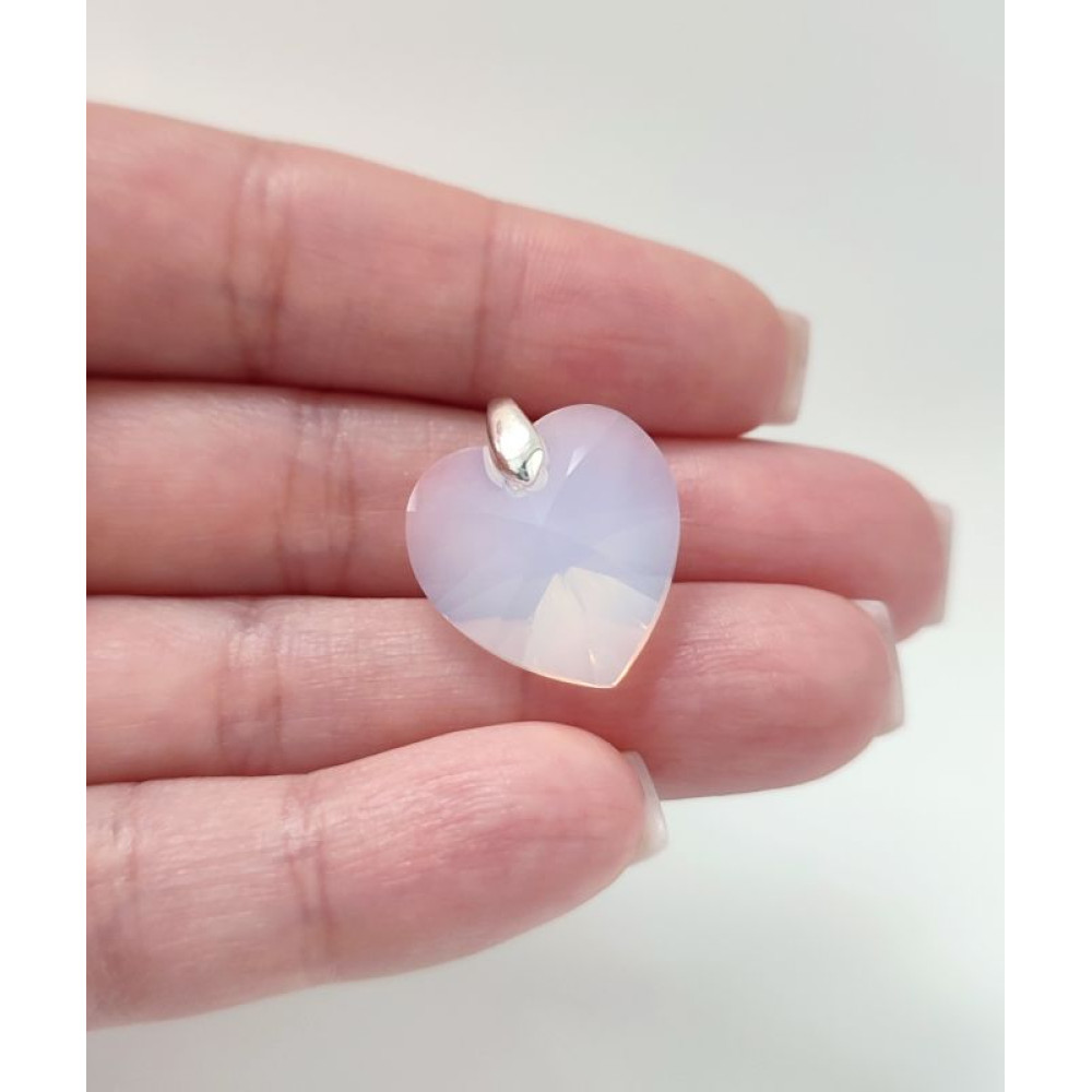 Підвіска серце 18мм Swarovski White Opal