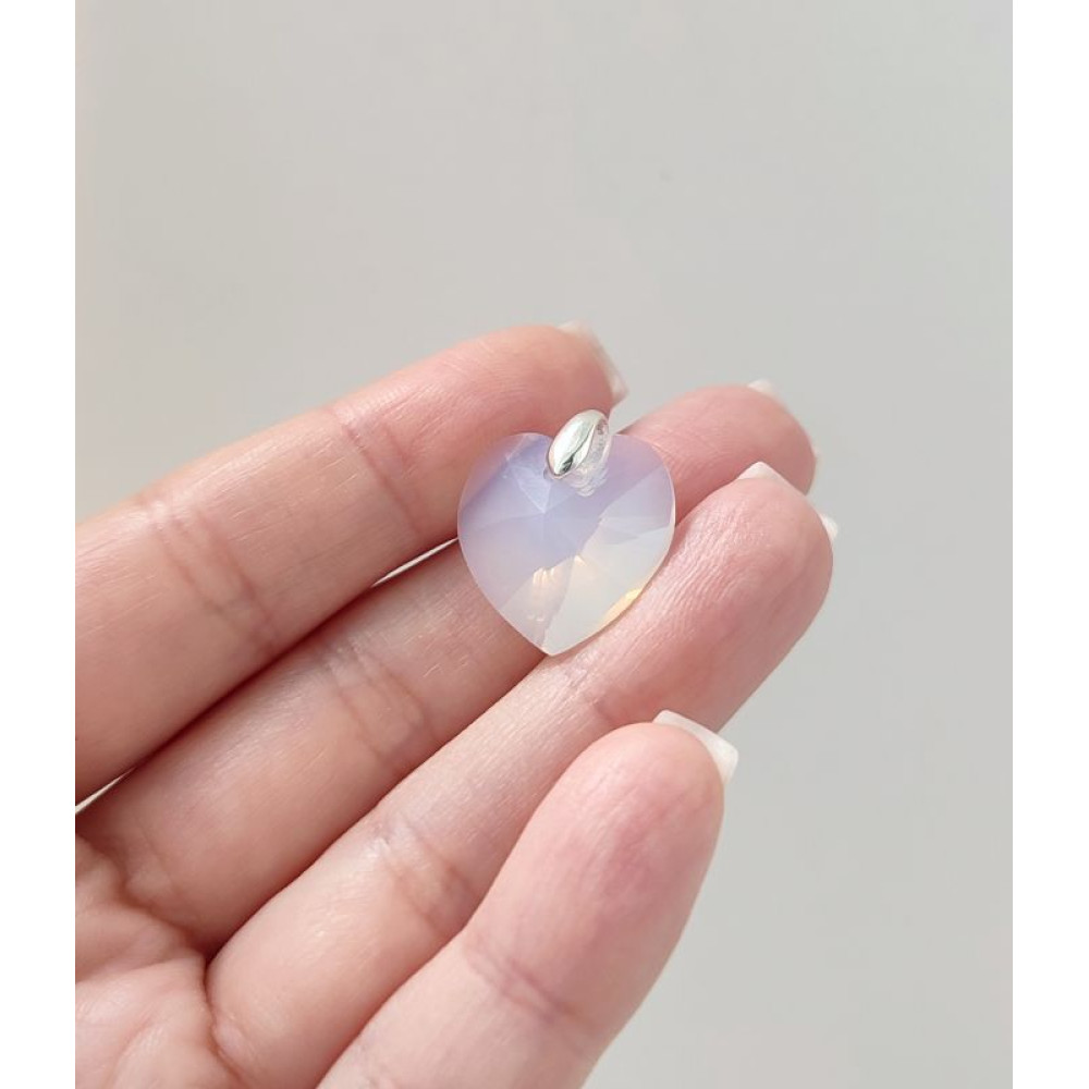 Підвіска серце 18мм Swarovski White Opal