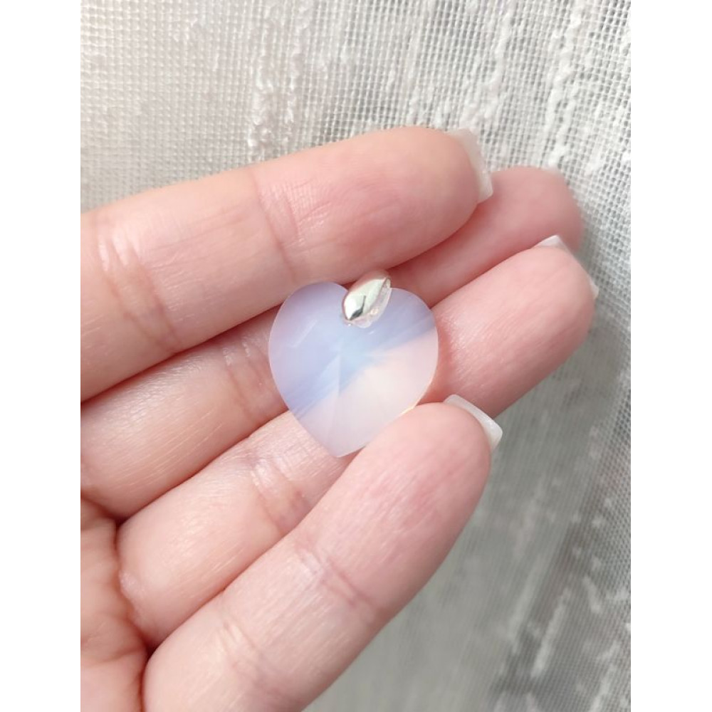 Підвіска серце 18мм Swarovski White Opal