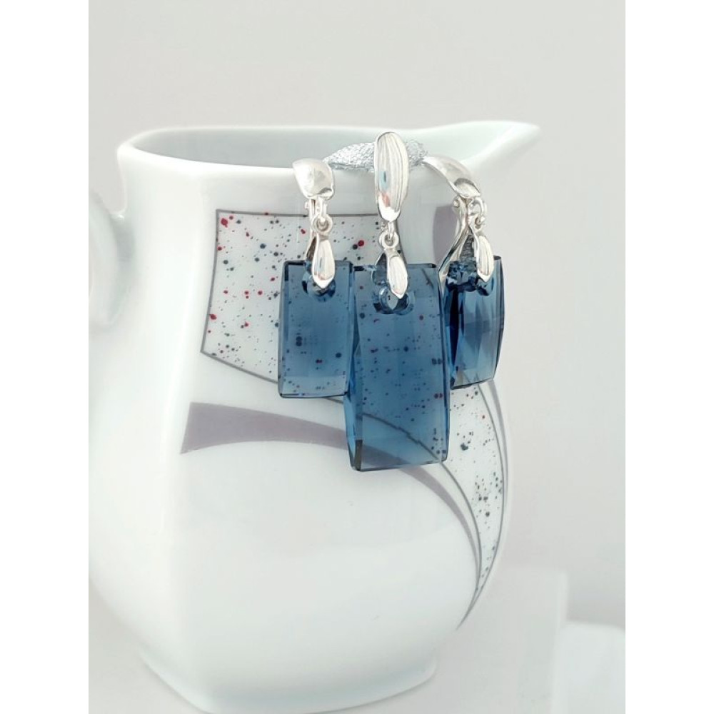 Срібний комплект з підвісками Swarovski Denim