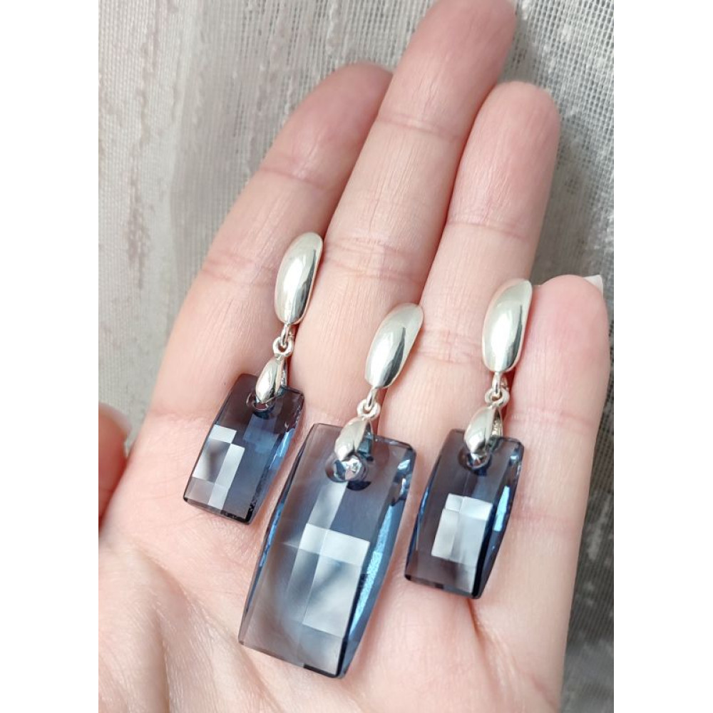 Срібний комплект з підвісками Swarovski Denim