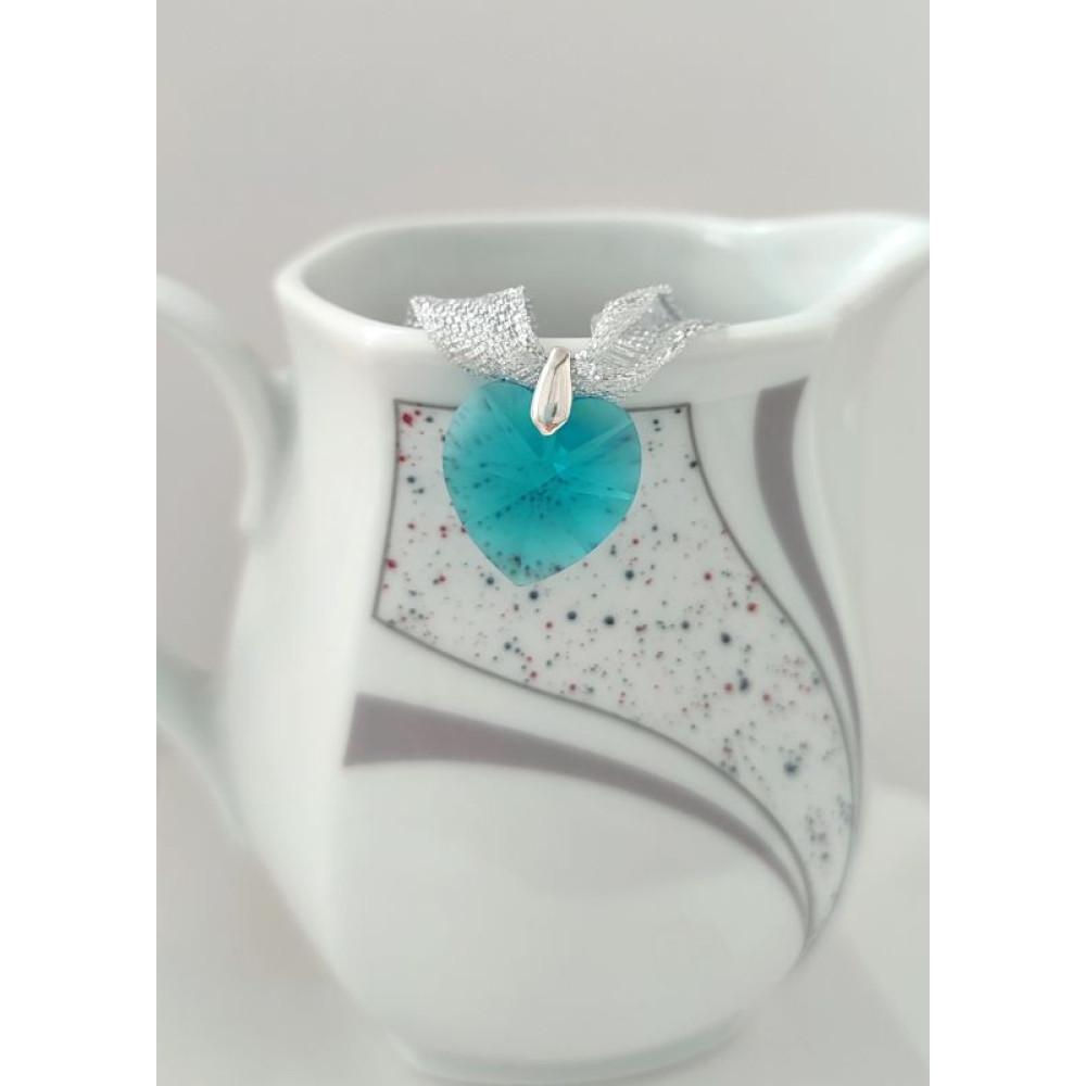 Підвіска серце 18мм Swarovski Blue Zircon