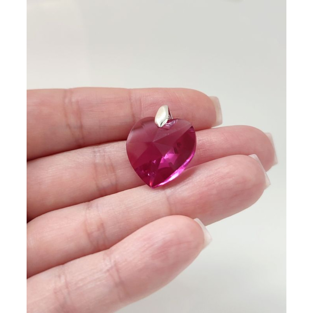 Підвіска серце 18мм Swarovski Fuchsia